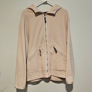 Coaco New York Light Tan Fleece Hoodie Full Zipper Front, Large